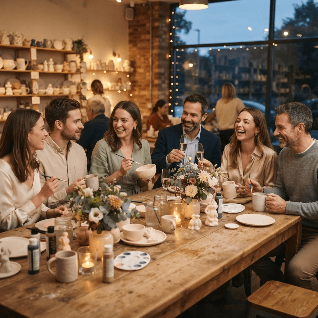 An elegant private celebration at the pottery painting café